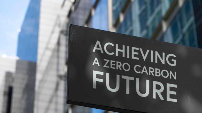 Achieving,A,Zero-carbon,Future,In,Front,Of,A,Modern,Office