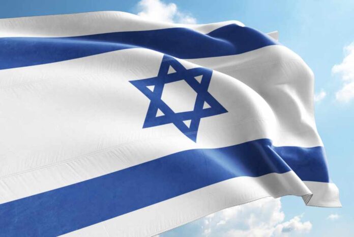 Israel,Flag,Waving,In,The,Wind,On,Flagpole,,On,Sky
