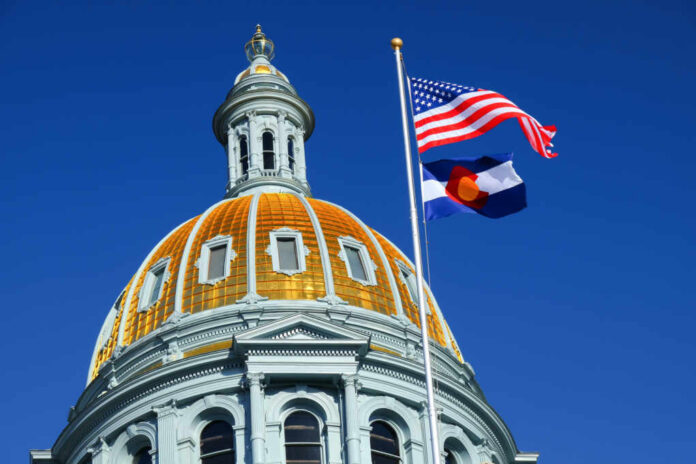 The,American,And,Colorado,Flags,At,The,Colorado,State,Capitol