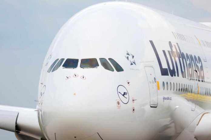 Prague,,Czech,Republic,-,May,13,,2023:,Lufthansa,Airbus,A380