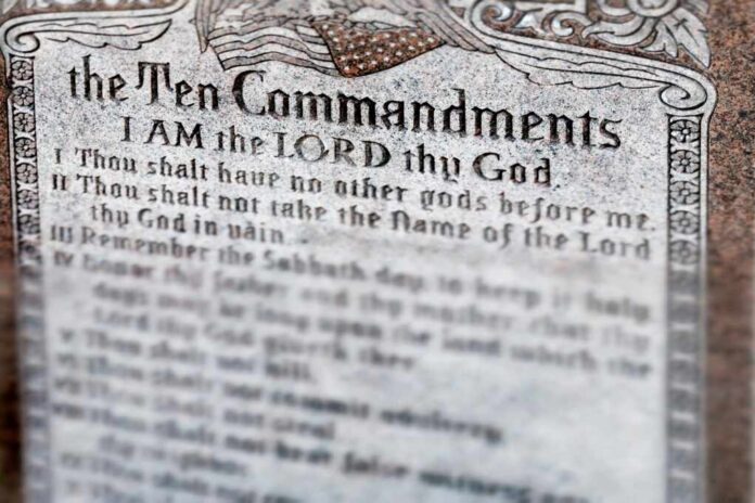 Ten,Commandments,From,The,Bible,On,Display,In,A,City