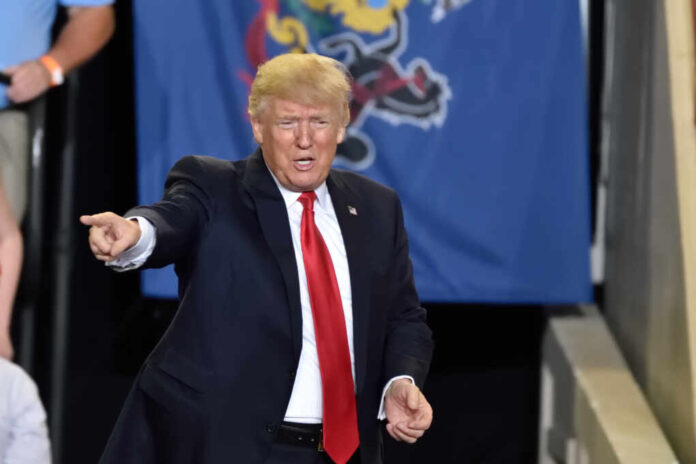 Harrisburg,,Pa,-,April,29,,2017:,President,Trump,Pointing,Gesture