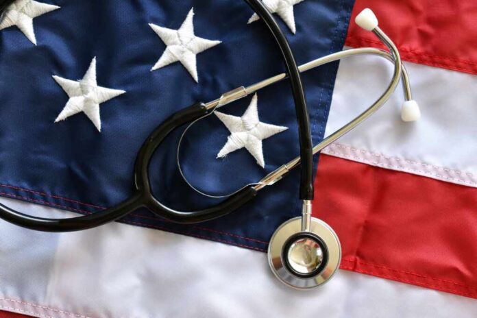 United,States,America,Healthcare,Medical,Concept,-,Stethoscope,On,American