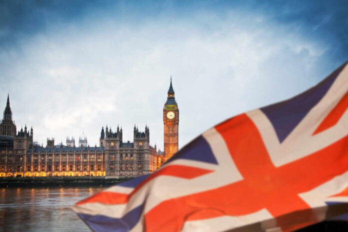British,Union,Jack,Flag,And,Big,Ben,Clock,Tower,And