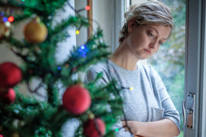 Woman,Feeling,Alone,During,Christmas,Holiday