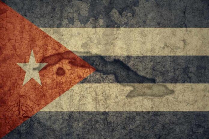 Cuban flag with a textured, vintage appearance