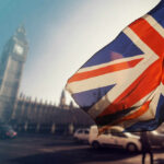British flag waving in front of Big Ben in London
