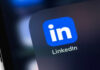 Close-up of the LinkedIn app icon on a smartphone screen