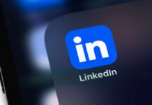 Close-up of the LinkedIn app icon on a smartphone screen