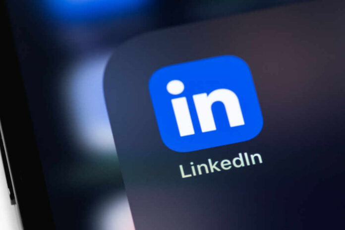 Close-up of the LinkedIn app icon on a smartphone screen