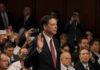 A man raising his right hand during a congressional hearing