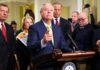 D.C. Turmoil After Sudden Senator Death A group of government officials at a press conference with one speaking into a microphone