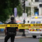Church Raid Unmasks Fentanyl Pipeline Police officers near a crime scene marked by caution tape