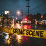 Gunfire Drowns Fireworks In Milwaukee Police cars at a crime scene with caution tape in the foreground