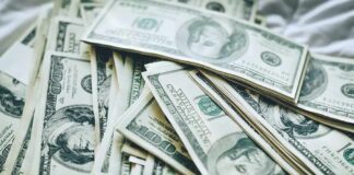 Stacks of U.S. hundred-dollar bills