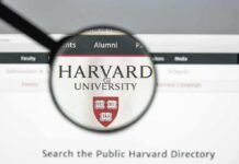 Magnifying glass highlighting Harvard University website header