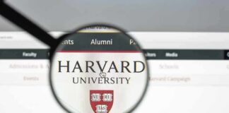 Magnifying glass highlighting Harvard University website header