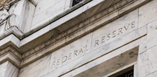 Federal Reserve building facade in white marble