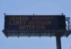 digital highway sign warning about severe drought