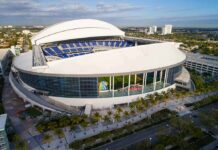 Air Force Demo Turns Deadly Baseball stadium with retractable roof partially open